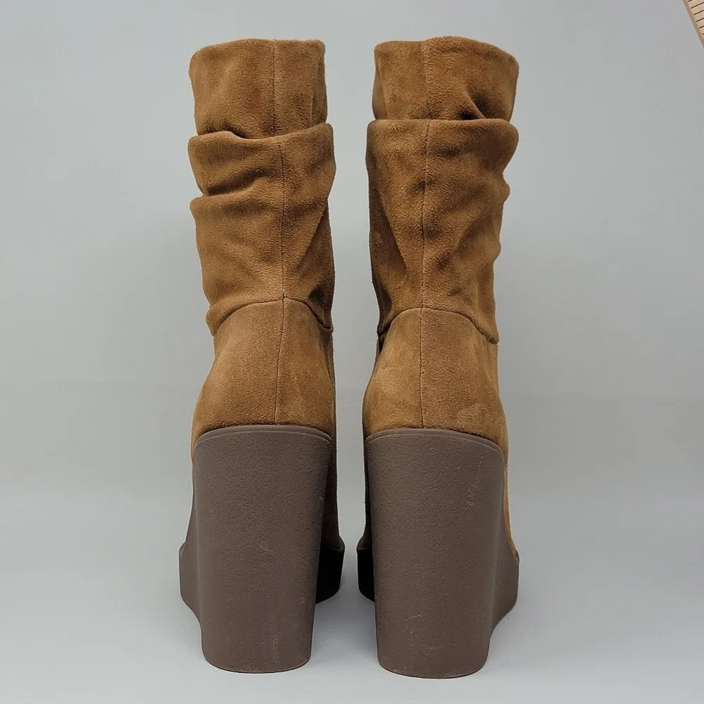 Jessica Simpson Mynette Tuscan Tan Oiled Suede Wedge Boots Size 10 M New